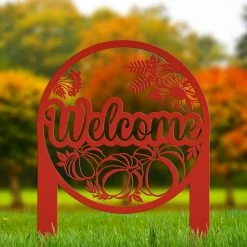 Speed Fabrication Fall/Autumn Metal Signs Fall Welcome Metal Yard Stake - Autumn Decor - Yard Sign For Fall