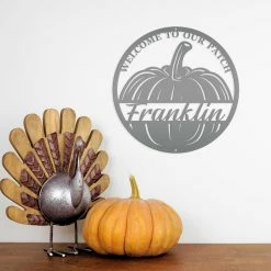 Speed Fabrication Fall/Autumn Metal Signs Personalized Welcome To Our Patch Metal Sign - Autumn Pumpkin Decor - Outdoor Fall Decor