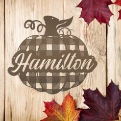 Speed Fabrication Custom Plaid Pumpkin Metal Sign - Autumn Decor