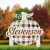 Speed Fabrication Fall/Autumn Metal Signs Custom Plaid Pumpkin Metal Yard Stake - Autumn Decor - Last Name Fall Sign
