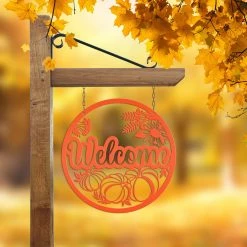 Speed Fabrication Fall/Autumn Metal Signs Fall Welcome Metal Sign With Pumpkins -Autumn Decor - Fall Wall Art
