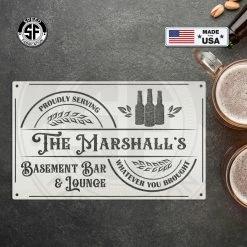 Speed Fabrication Rectangle Custom Basement Bar Metal Sign - Make It Your Own Wording- Man Cave Sign -Lounge Sign -