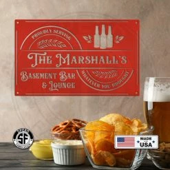 Speed Fabrication Rectangle Custom Basement Bar Metal Sign - Make It Your Own Wording- Man Cave Sign -Lounge Sign -