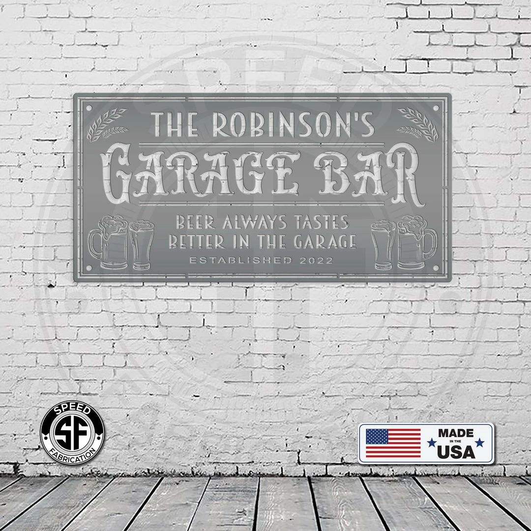 Speed Fabrication Rectangle Custom Garage Bar Metal Sign - Make It Your Own Wording- Man Cave Bar And Pub Custom Metal Signs