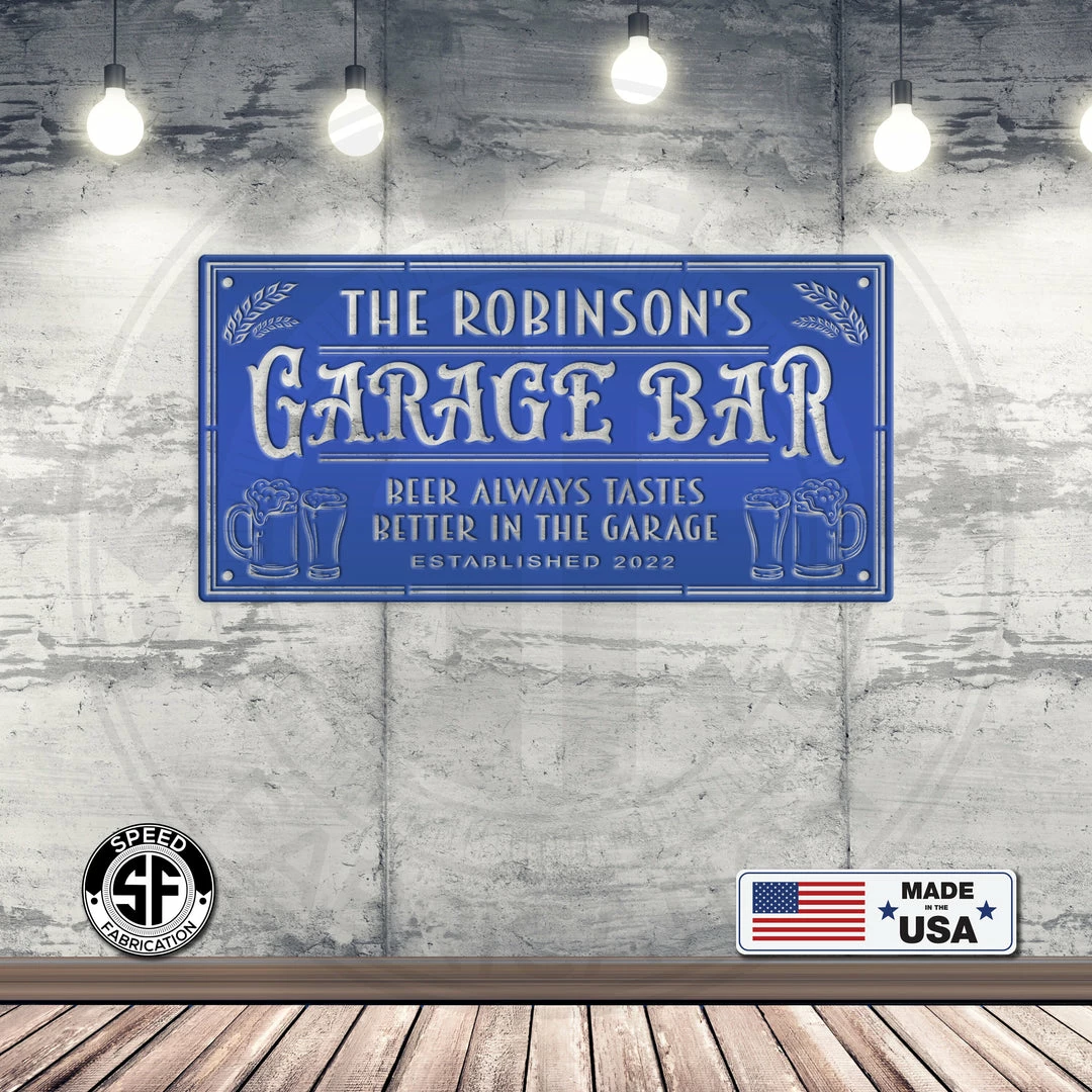 Speed Fabrication Rectangle Custom Garage Bar Metal Sign - Make It Your Own Wording- Man Cave Bar And Pub Custom Metal Signs