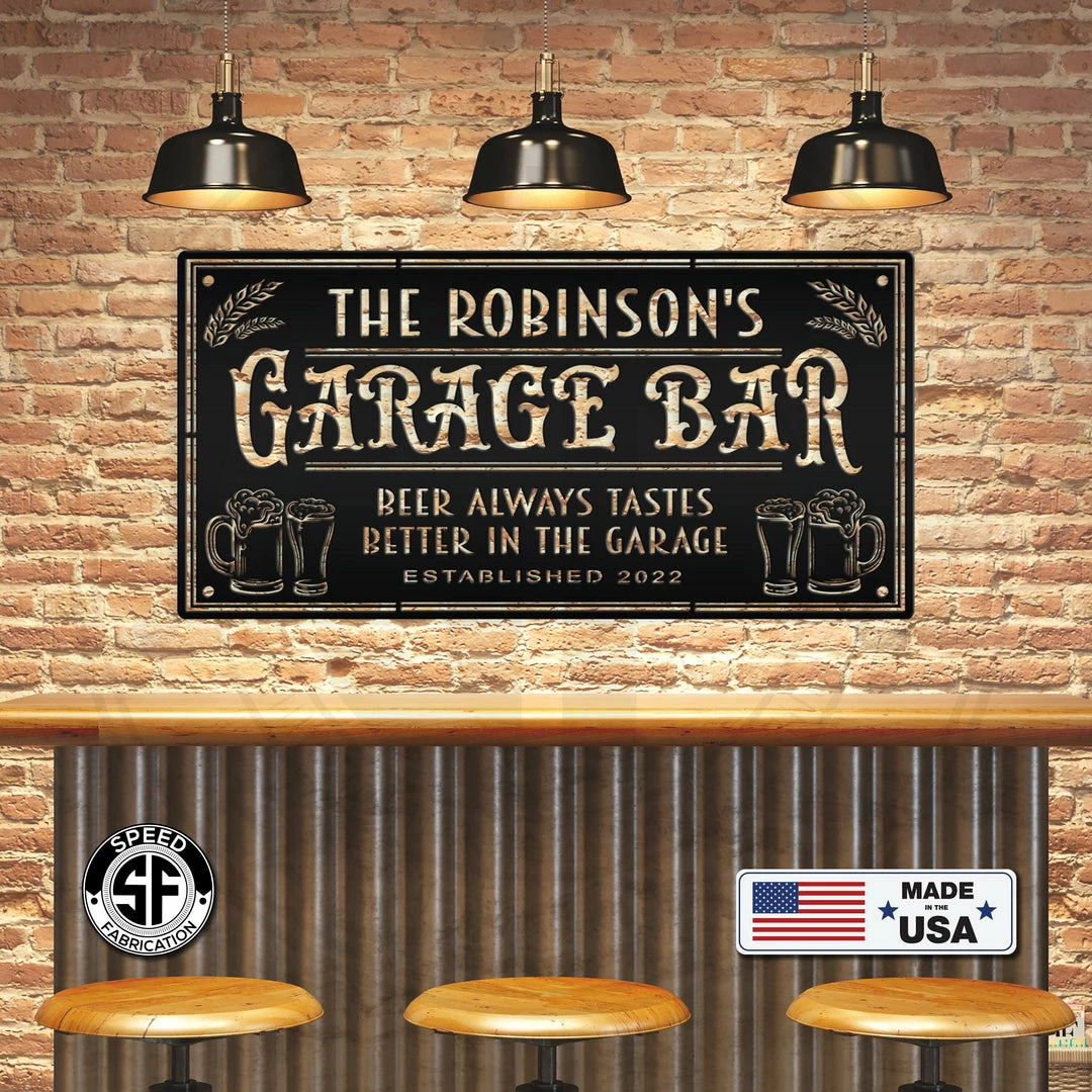 Speed Fabrication Rectangle Custom Garage Bar Metal Sign - Make It Your Own Wording- Man Cave Bar And Pub Custom Metal Signs