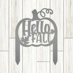 Speed Fabrication Fall/Autumn Metal Signs Hello Fall Pumpkin Metal Yard Stake
