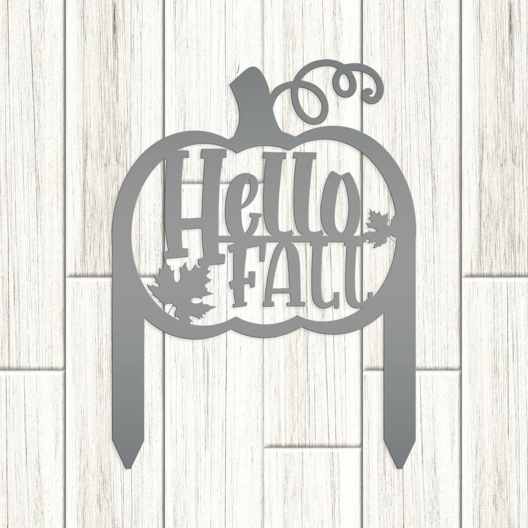 Speed Fabrication Fall/Autumn Metal Signs Hello Fall Pumpkin Metal Yard Stake