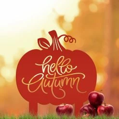 Speed Fabrication Hello Autumn Metal Sign - Pumpkin Yard Sign Fall/Autumn Metal Signs
