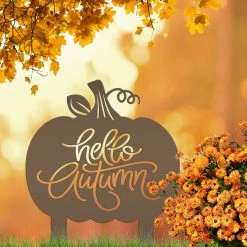Speed Fabrication Hello Autumn Metal Sign - Pumpkin Yard Sign Fall/Autumn Metal Signs