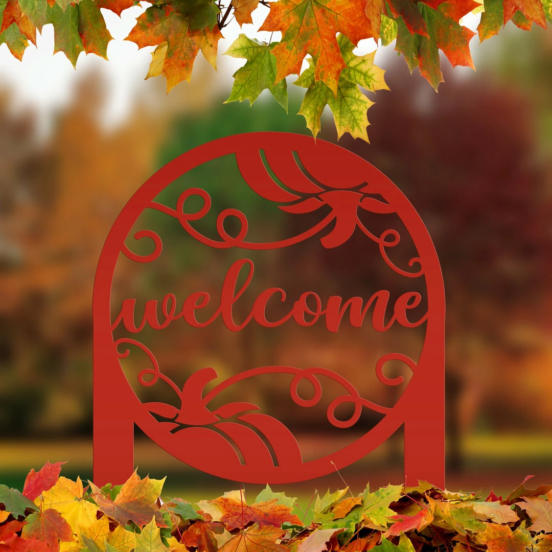 Speed Fabrication Pumpkin Welcome Sign - Fall Metal Yard Stake - Metal Yard Sign With Pumpkin