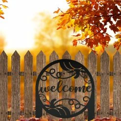 Speed Fabrication Pumpkin Welcome Sign - Fall Metal Yard Stake - Metal Yard Sign With Pumpkin