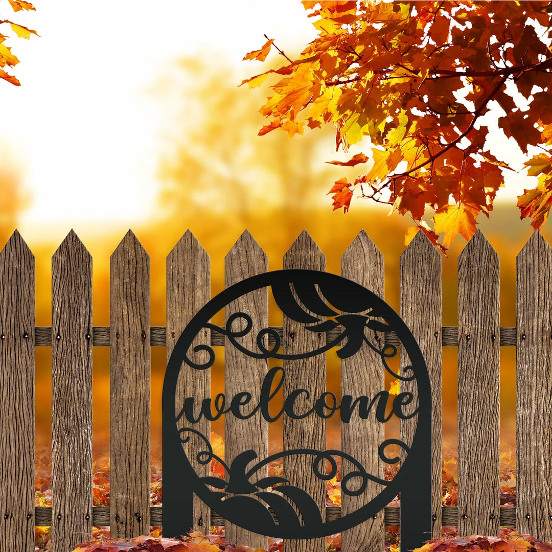 Speed Fabrication Pumpkin Welcome Sign - Fall Metal Yard Stake - Metal Yard Sign With Pumpkin