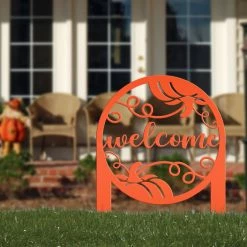 Speed Fabrication Pumpkin Welcome Sign - Fall Metal Yard Stake - Metal Yard Sign With Pumpkin