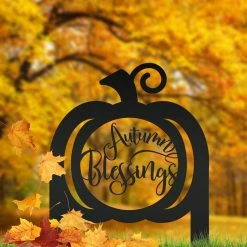 Speed Fabrication Pumpkin Autumn Blessings Metal Yard Stake - Fall Decor
