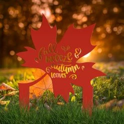 Speed Fabrication Fall Breeze Autumn Leaves Metal Yard Stake - Autumn Decor