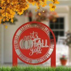 Speed Fabrication It's Fall Y'all Metal Yard Stake - Yard Sign For Fall Fall/Autumn Metal Signs