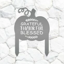 Speed Fabrication Fall/Autumn Metal Signs Grateful Thankful Blessed Metal Yard Stake - Autumn Decor