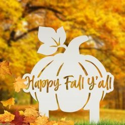Speed Fabrication Fall/Autumn Metal Signs Happy Fall Y'all Pumpkin Metal Yard Stake - Autumn Decor