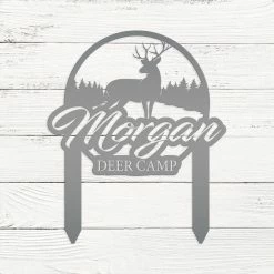 Speed Fabrication Custom Deer Camp Laser Cut Metal Yard Stake - Your Own Wording