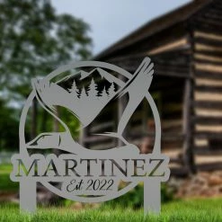 Speed Fabrication Hunting & Fishing Metal Signs Custom Duck Hunting Metal Lawn Sign - Your Name Lawn Sign