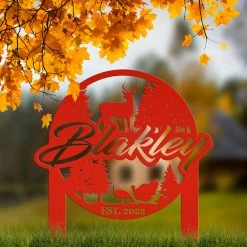 Speed Fabrication Custom Deer And Turkey Metal Yard Stake - Your Wording Custom Lawn Sign - Precision Laser Cut
