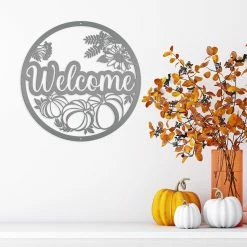 Speed Fabrication Fall/Autumn Metal Signs Fall Welcome Metal Sign With Pumpkins -Autumn Decor - Fall Wall Art