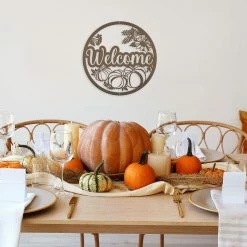 Speed Fabrication Fall/Autumn Metal Signs Fall Welcome Metal Sign With Pumpkins -Autumn Decor - Fall Wall Art