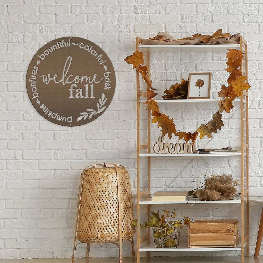Speed Fabrication Round Welcome Sign For Fall - Autumn Decor - Door Sign For Fall