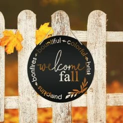 Speed Fabrication Round Welcome Sign For Fall - Autumn Decor - Door Sign For Fall