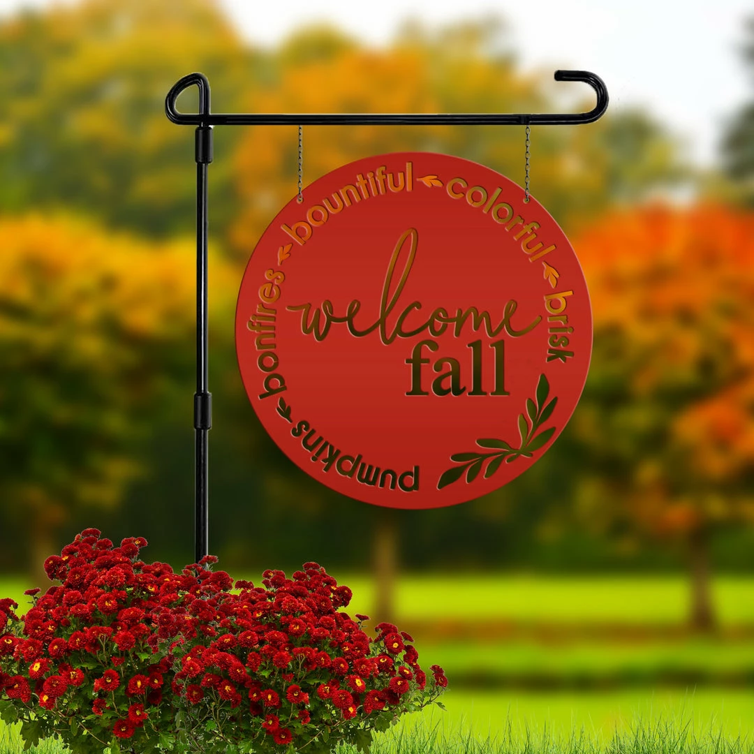 Speed Fabrication Round Welcome Sign For Fall - Autumn Decor - Door Sign For Fall