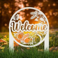 Speed Fabrication Fall/Autumn Metal Signs Fall Welcome Metal Yard Stake - Autumn Decor - Yard Sign For Fall
