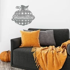 Speed Fabrication Custom Plaid Pumpkin Metal Sign - Autumn Decor