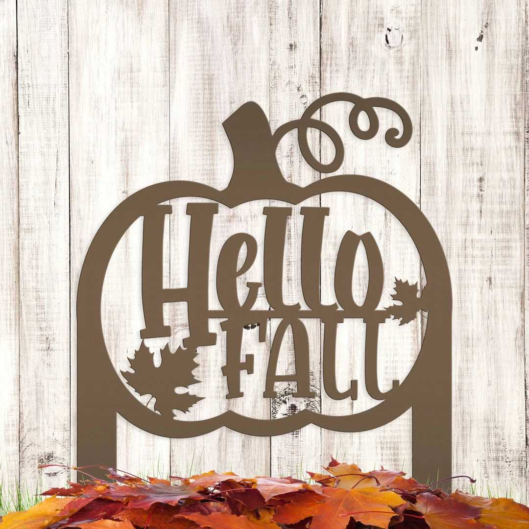 Speed Fabrication Fall/Autumn Metal Signs Hello Fall Pumpkin Metal Yard Stake