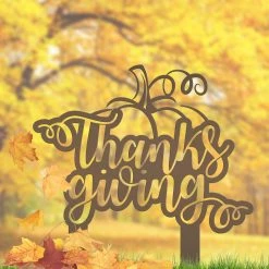 Speed Fabrication Thanksgiving Pumpkin Metal Yard Stake - Autumn Decor Fall/Autumn Metal Signs