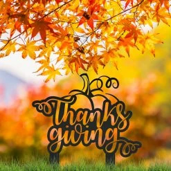 Speed Fabrication Thanksgiving Pumpkin Metal Yard Stake - Autumn Decor Fall/Autumn Metal Signs