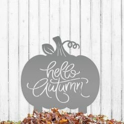 Speed Fabrication Hello Autumn Metal Sign - Pumpkin Yard Sign Fall/Autumn Metal Signs