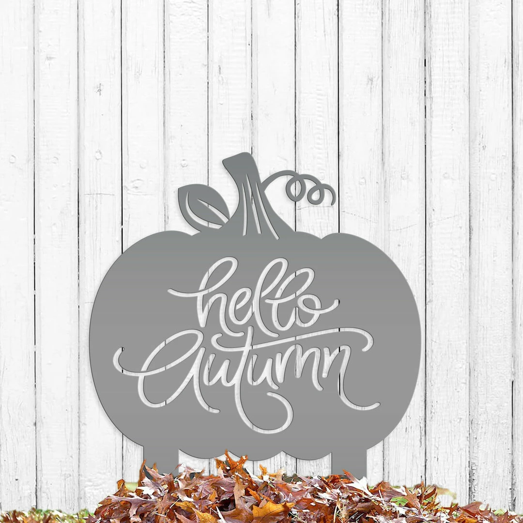 Speed Fabrication Hello Autumn Metal Sign - Pumpkin Yard Sign Fall/Autumn Metal Signs