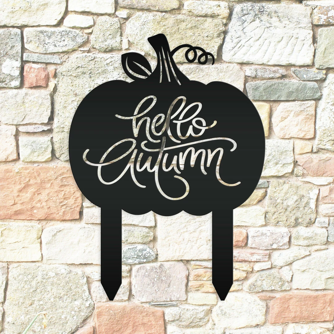 Speed Fabrication Hello Autumn Metal Sign - Pumpkin Yard Sign Fall/Autumn Metal Signs