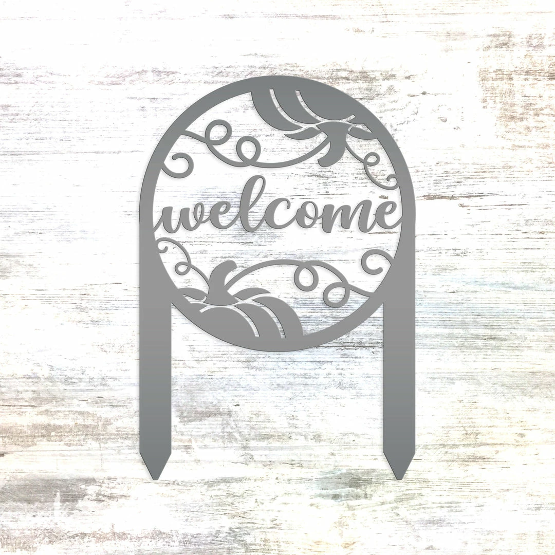 Speed Fabrication Pumpkin Welcome Sign - Fall Metal Yard Stake - Metal Yard Sign With Pumpkin