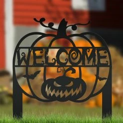 Speed Fabrication Jack O Lantern Metal Yard Stake - Halloween Decor Halloween Metal Signs