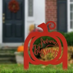 Speed Fabrication Pumpkin Autumn Blessings Metal Yard Stake - Fall Decor