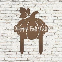 Speed Fabrication Fall/Autumn Metal Signs Happy Fall Y'all Pumpkin Metal Yard Stake - Autumn Decor