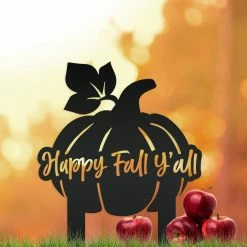 Speed Fabrication Fall/Autumn Metal Signs Happy Fall Y'all Pumpkin Metal Yard Stake - Autumn Decor