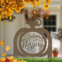 Speed Fabrication Pumpkin Autumn Blessings Metal Yard Stake - Fall Decor