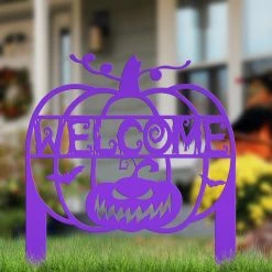 Speed Fabrication Jack O Lantern Metal Yard Stake - Halloween Decor Halloween Metal Signs