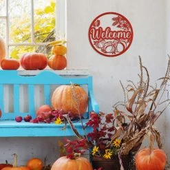 Speed Fabrication Fall/Autumn Metal Signs Fall Welcome Metal Sign With Pumpkins -Autumn Decor - Fall Wall Art