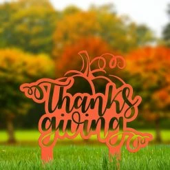 Speed Fabrication Thanksgiving Pumpkin Metal Yard Stake - Autumn Decor Fall/Autumn Metal Signs