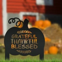 Speed Fabrication Fall/Autumn Metal Signs Grateful Thankful Blessed Metal Yard Stake - Autumn Decor