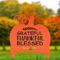 Speed Fabrication Fall/Autumn Metal Signs Grateful Thankful Blessed Metal Yard Stake - Autumn Decor